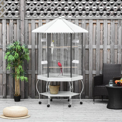 Cage à oiseaux de 77 po, spacieuse avec des solutions de rangement efficaces, volière en acier, rangement pour l'utilisateur,