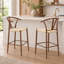 Ensemble de 2 chaises de comptoir de style Mid-Century avec sièges en corde tissée à la main-1279169273