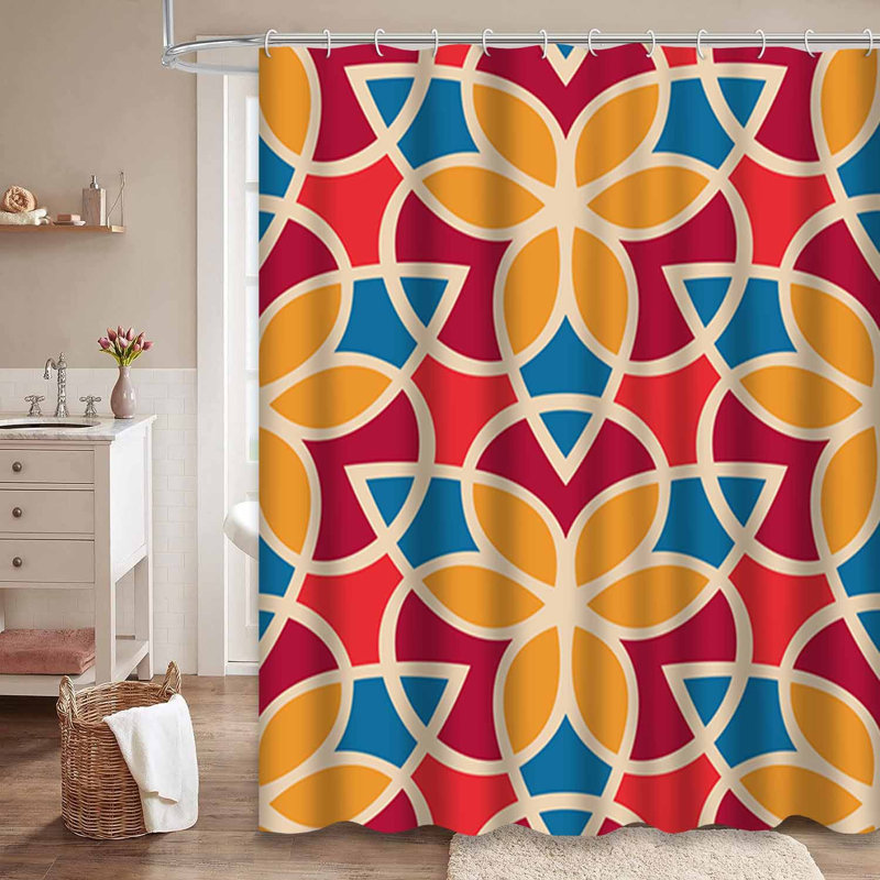 Rideau de douche imperméable à motif géométrique et tribal avec 12 crochets, L 72 po x l 72 po