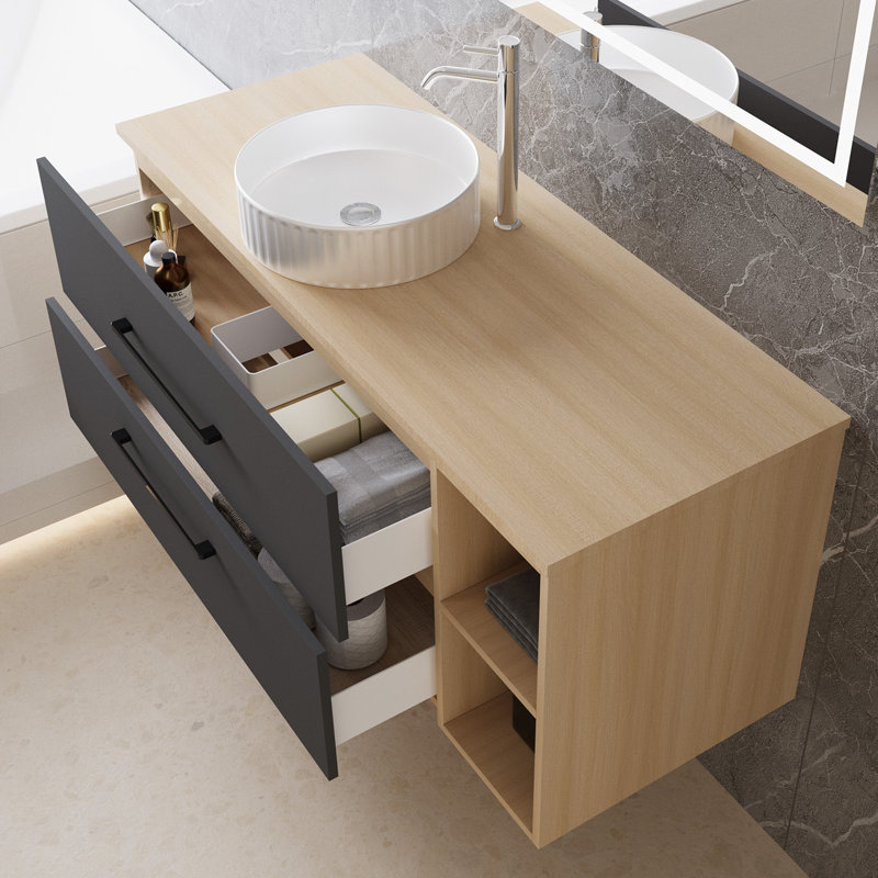 1200mm Single Bathroom Vanity with Drop In Ceramic Basin