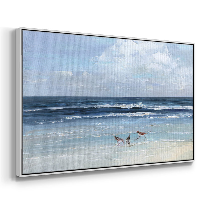 Plage sur toile tendue avec cadre trio de plage, H 17 po x l 25 po x P 2 po, Blanc