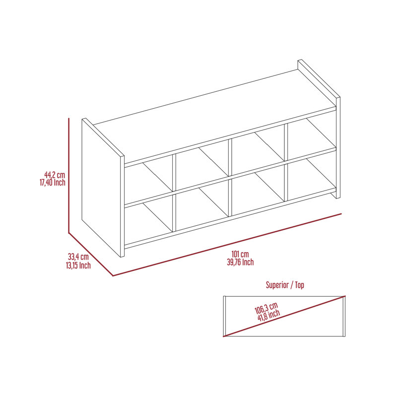 Entryway Storage Unit, Eight Shoe Capacity  -Espresso / Mahogany