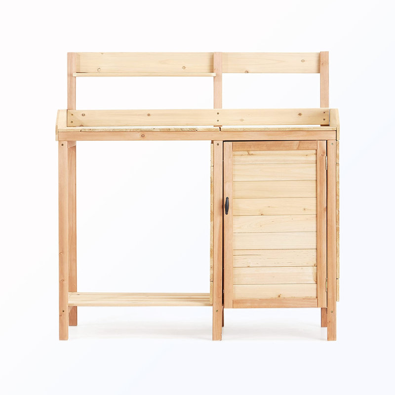 Table de rempotage d'extérieur en bois avec évier et rangement