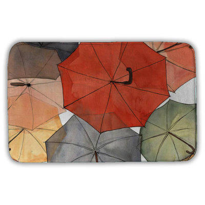 The umbrellas of petit champlain Bath Mat with Non-Slip Backing - Quick Dry Memory Foam Bathroom Rug - Absorbent - Modern Plush Spa-Style - Machine Washable