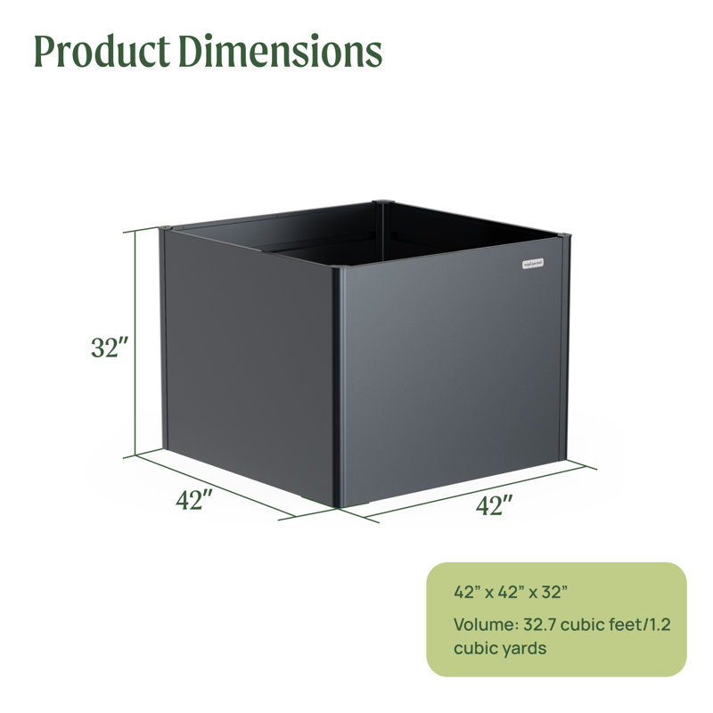 Modern 32" Tall Metal Outdoor Long Planter Box, 32" H x 42" W x 42" D, Umber Brown