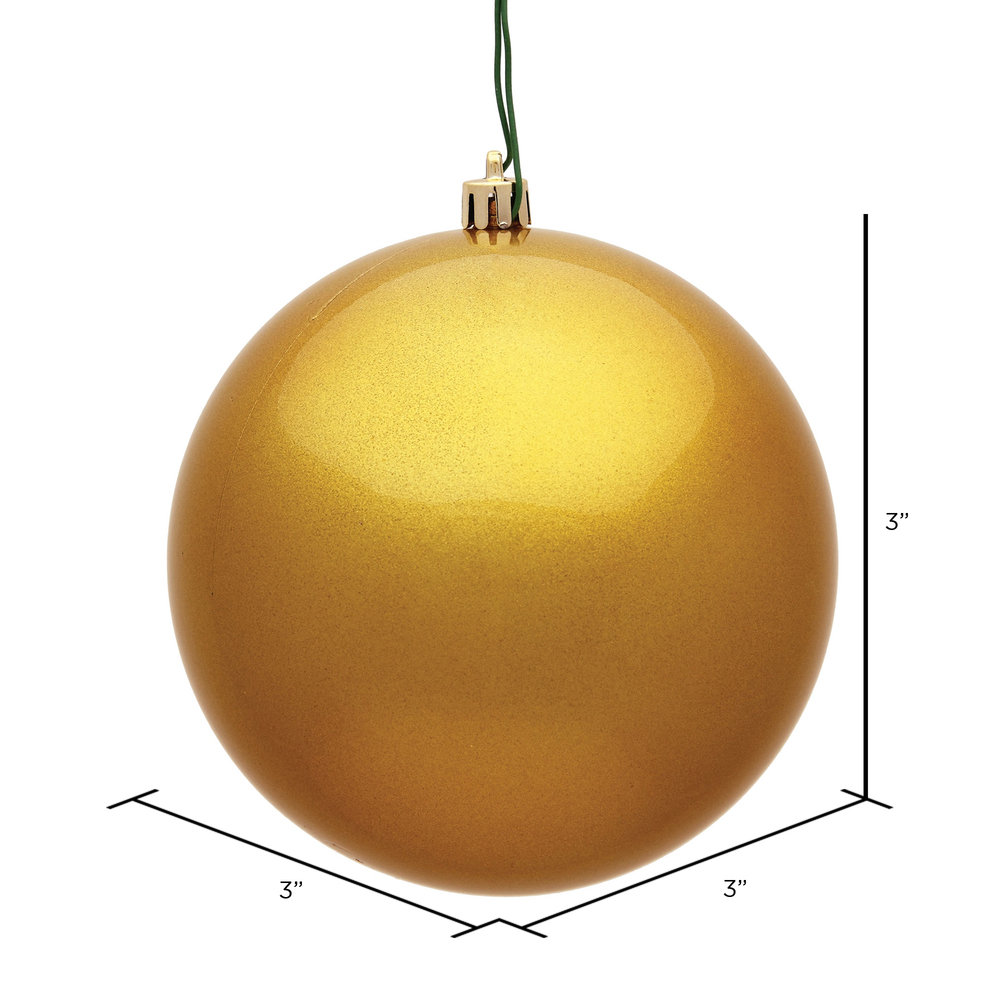 Shatterproof Bauble, 3" H x 3" W x 3" D, Honey Gold