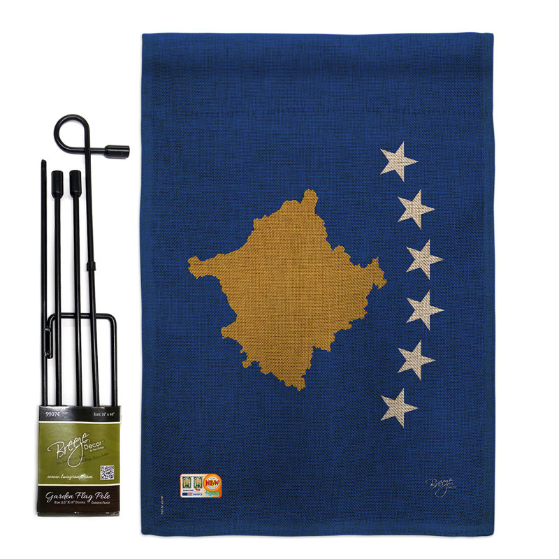 Le kosovo, la nationalité du monde à impressions en toile jute à 2 côtés, 19 po x l 13 po. ensemble de drapeau