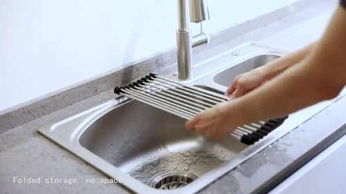 Multi-purpose Dish Storage Rack With Draining Board And Drainage