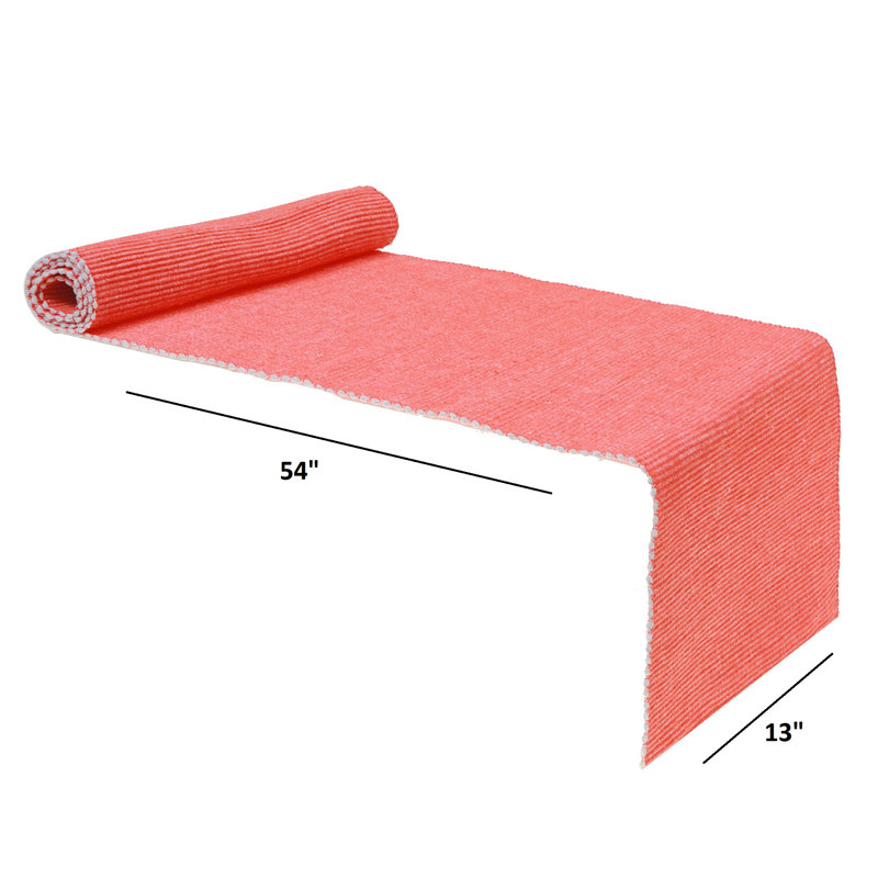 Ih Casadecor Geometric Cotton Table Runner, Coral