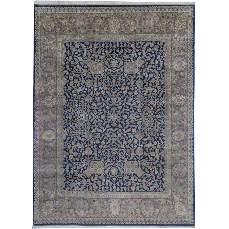 Tapis noir noué à la main de haute qualité