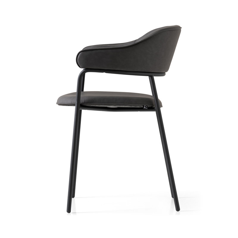 Signorina Upholstered Armchair with Metal Frame, Ash Gray