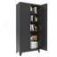 Armoire de rangement 71 po à 2 portes galbées, armoire de rangement en métal avec portes et tablettes réglables, pour chambre à coucher, salon, cuisine-611824311