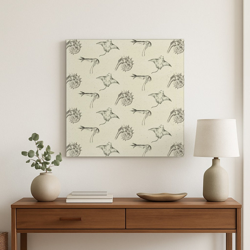 «Marine Life», motif botanique carré en métal, 32" H x 32" W