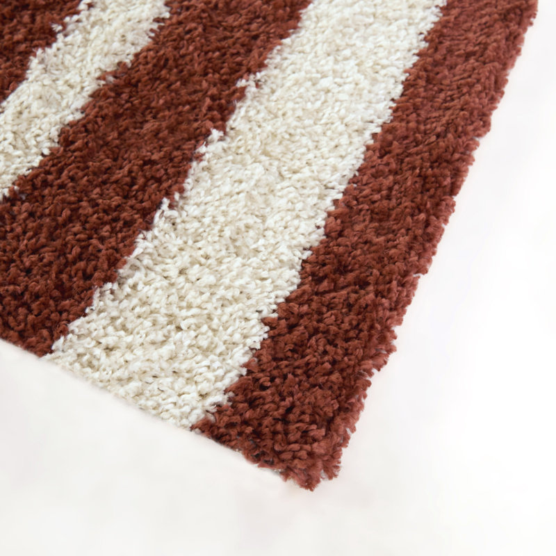 Keil Rust Checkered Shag Area Rug, Rectangle 5'3" x 7'