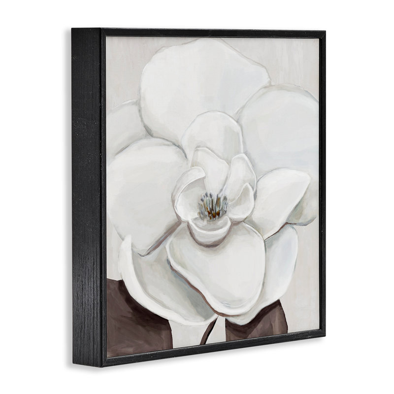 Élégante giclée encadrée Magnolia Bloom, design par Hannah Dawson, Giclée encadrée noir minuit, H 12 po x l 12 po