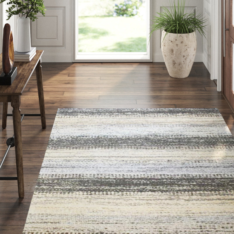 Sari Silk Striped Area Rug in Black, Rectangle 9' x 11'11"