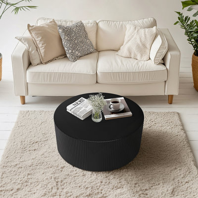 Table basse 35,83 "à rayures élégantes et minimalistes, table basse ronde moderne
