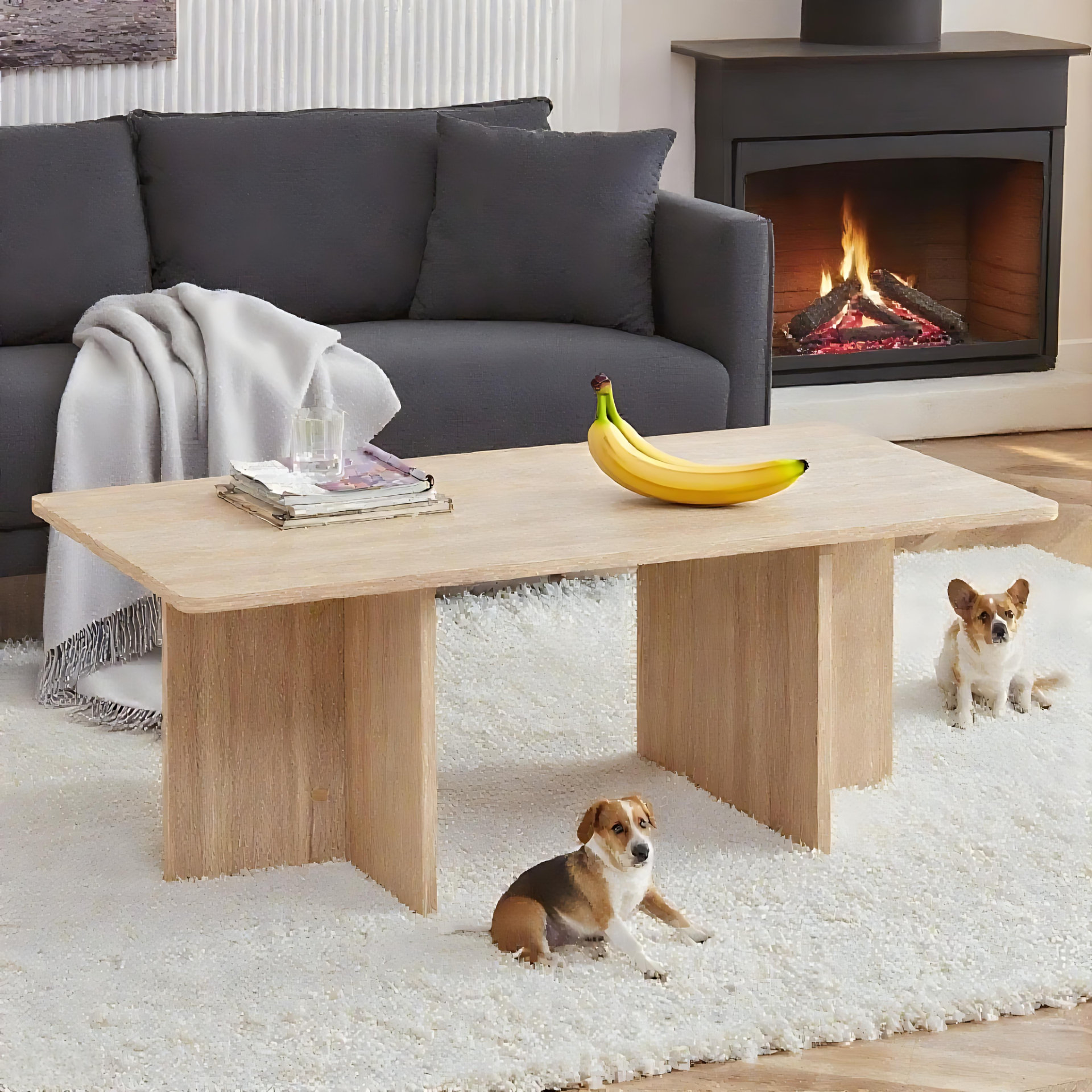 Wrought Studio Modern White MDF Coffee Table With Cross-Leg Design ...