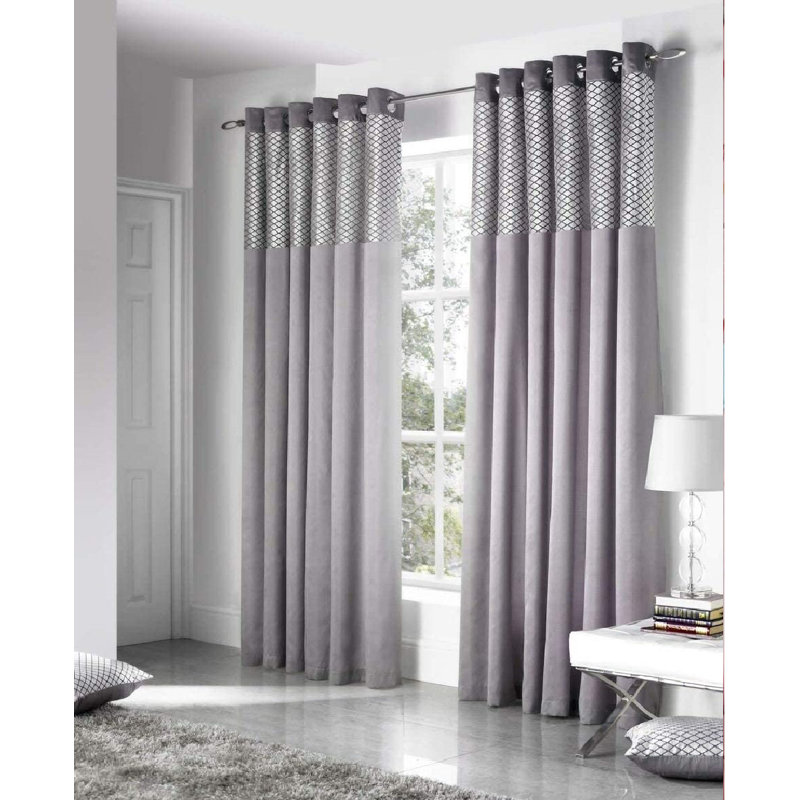 Chojolan Room Darkening Curtain Pair, Width 168 x Drop 183cm, Silver
