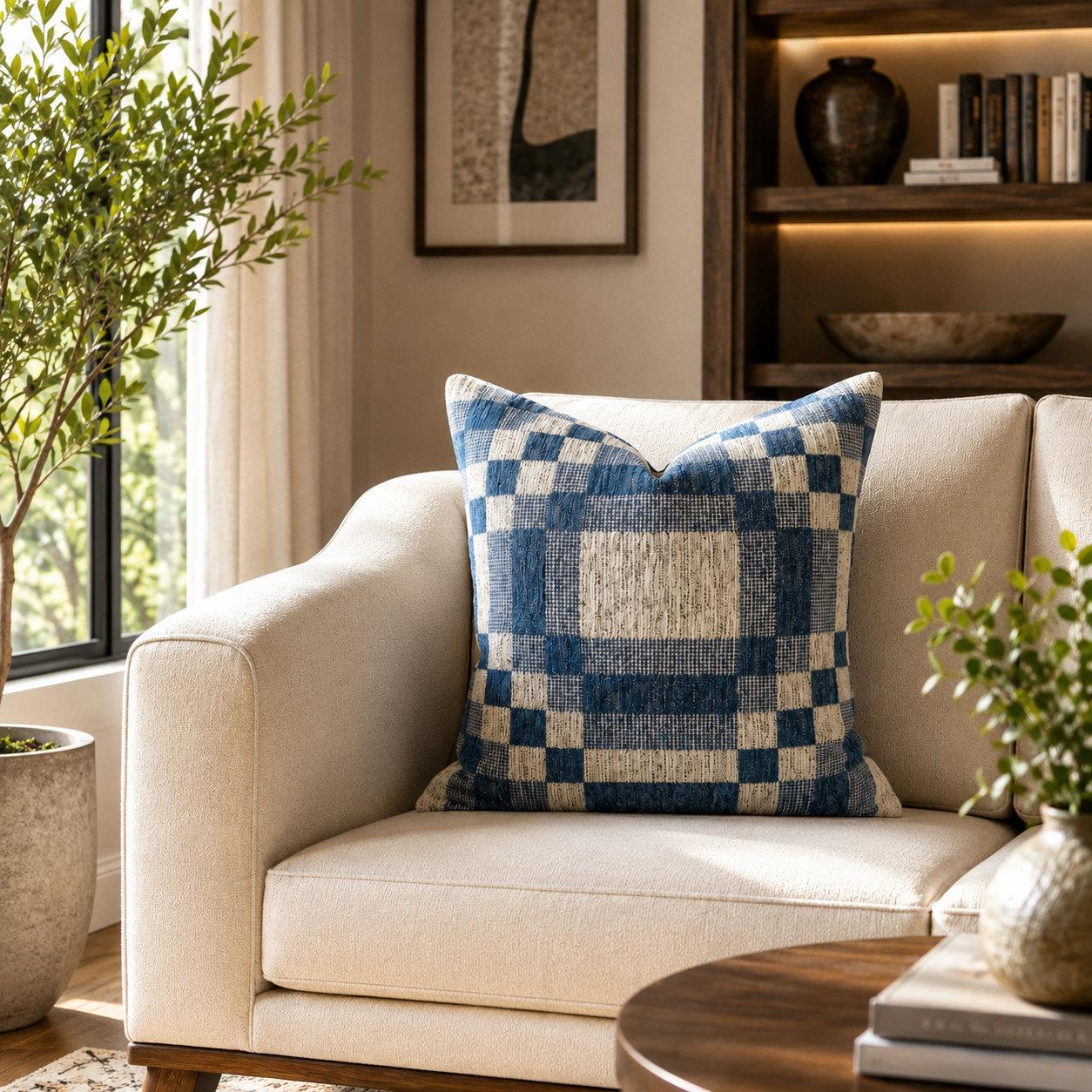 Langdon Shapes Throw Pillow, Royal, 24'' H x 24'' W