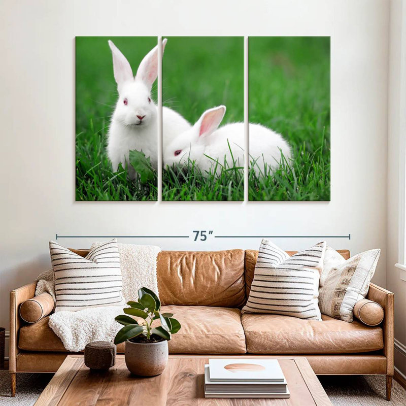 Two Albino Rabbits, 42" H x 65" W