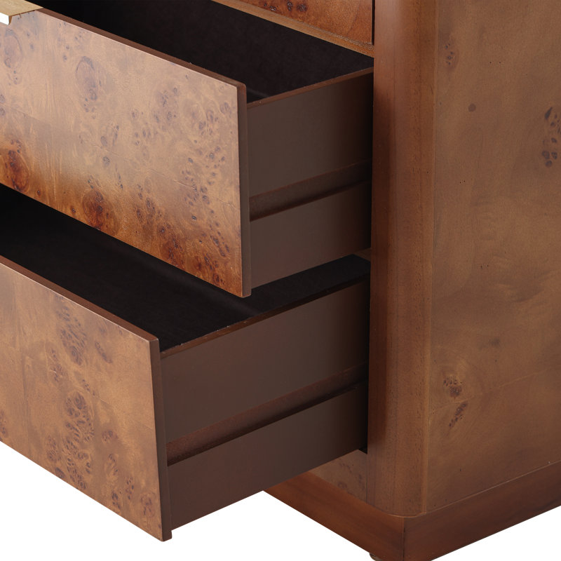 Manish Fully Assembled Rustic Farmhouseburl Finish 3 Drawer Nightstand Dresser, Brown
