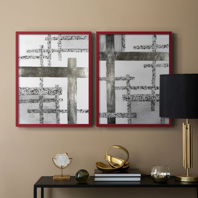 Terrazzo Grid I-Premium, reproduction encadrée prête à accrocher - aucun clou requis - aucun clou requis, H 29 po x l 46 po