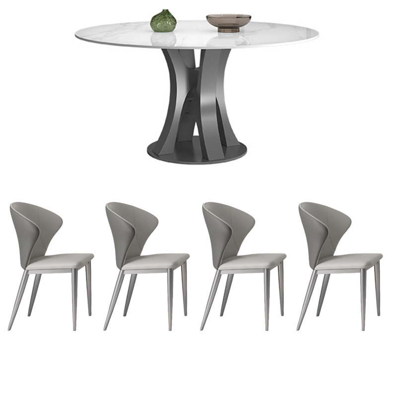 Simple Rectangular Rock Plate Dining Table Sets., 29.53"H x 59.06"L x 59.06"W