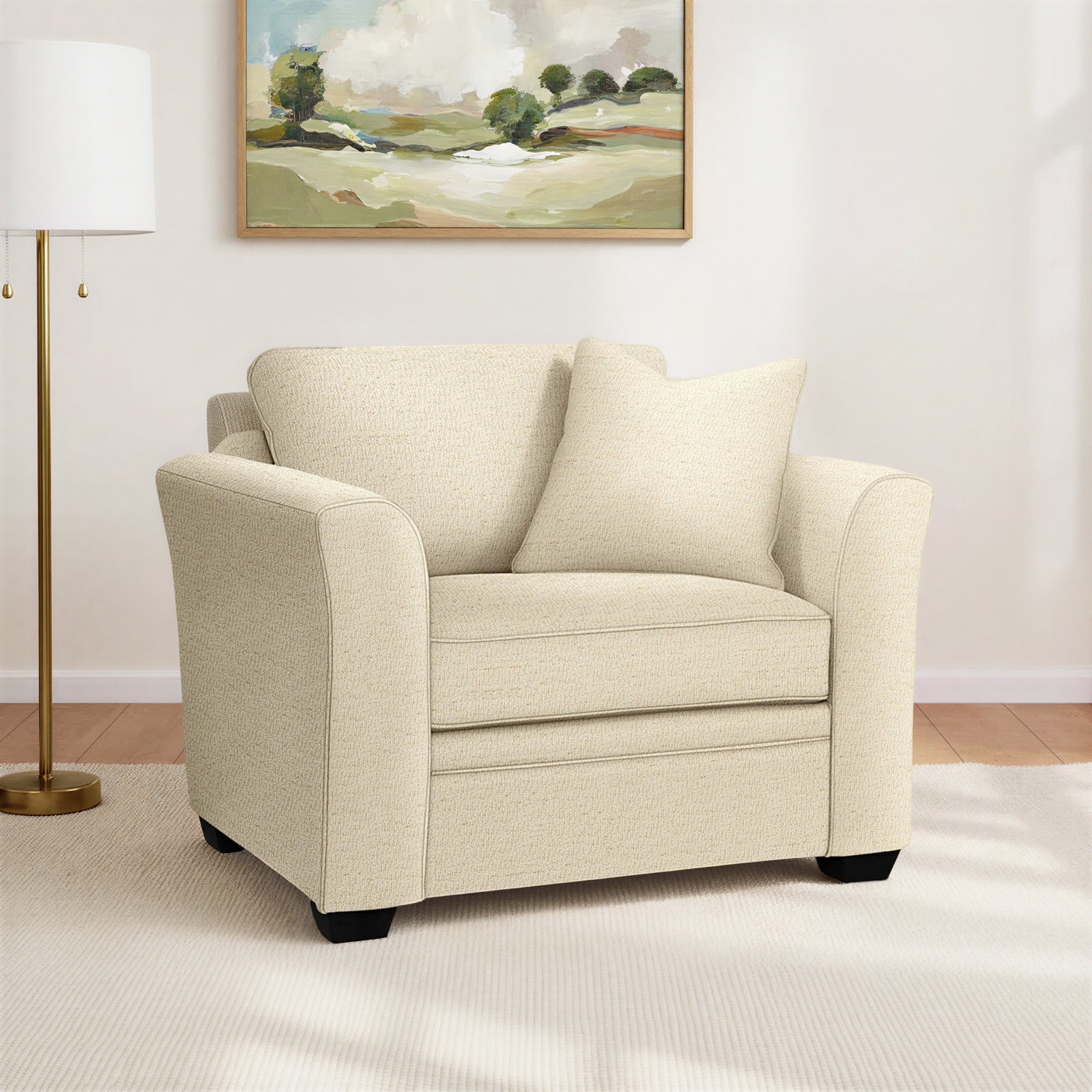 Bridgeport Upholstered Armchair, Black, Ivory Crypton Performance; 0886-91
