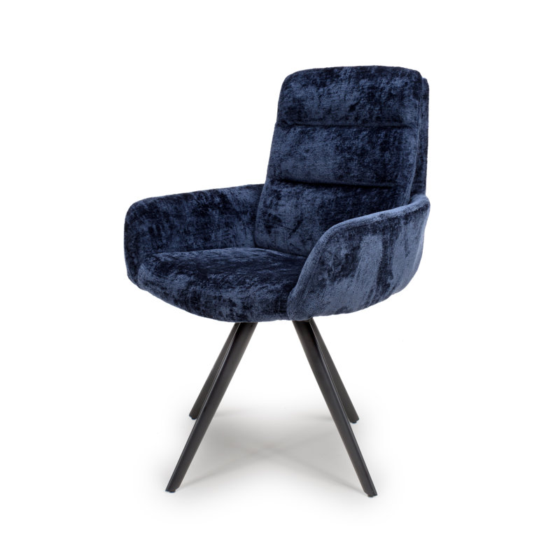 Bengta 48cm H Upholstered Metal Side Chair, Navy