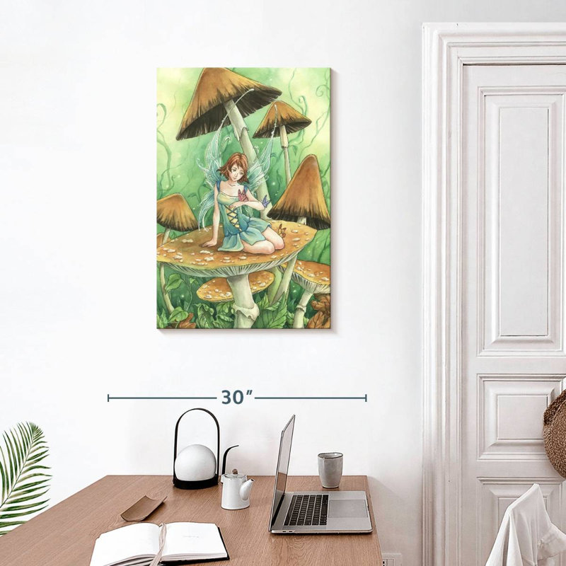 Kelan parmi les champignons, H 30 po x l 20 po