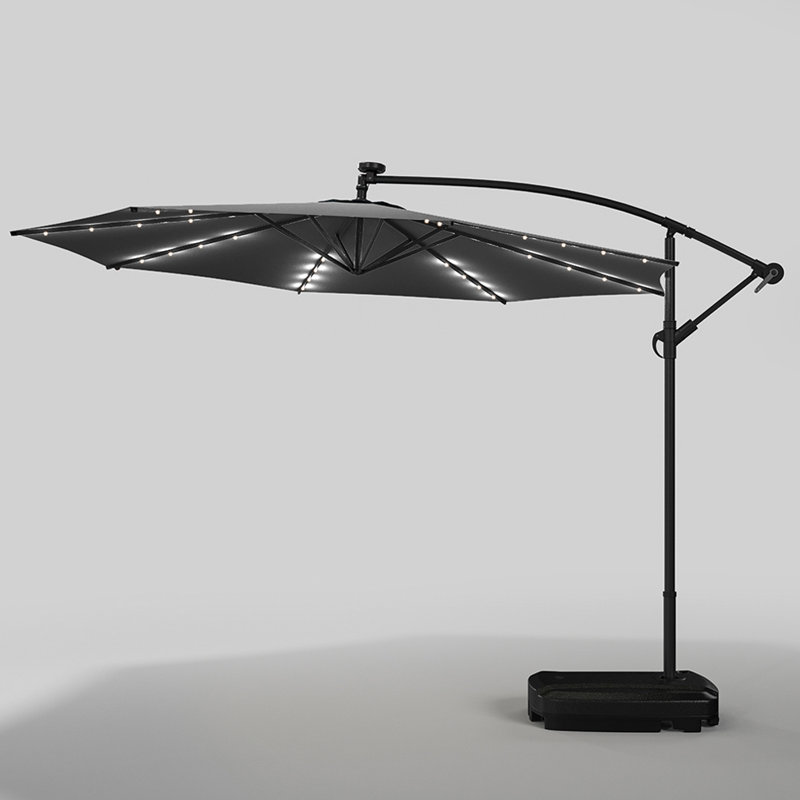 Aiswarya 3m Cantilever Parasol with LED Light, Dark Grey