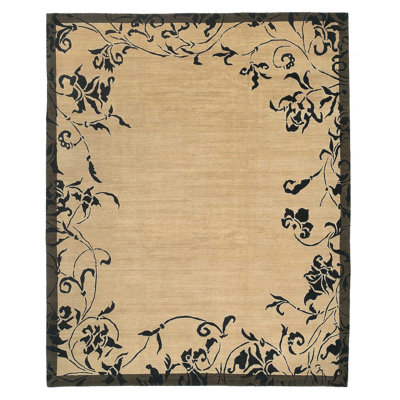 Venetia Wool Floral Area Rug in Beige/Black
