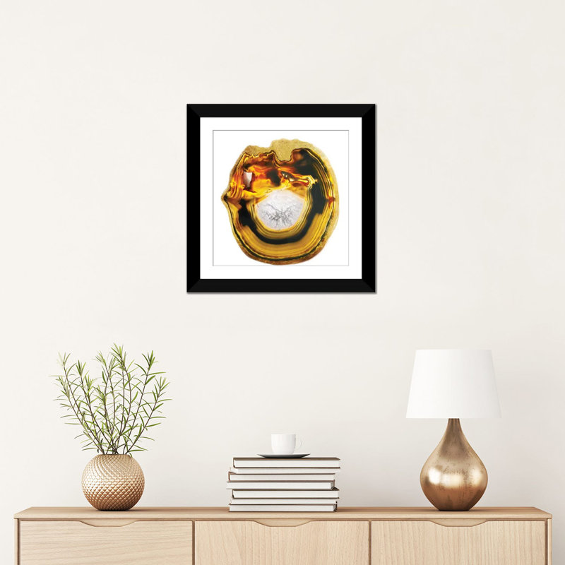 Smelted Amber, impression sur toile tendue, Papier beaux-arts encadré noir, Blanc, H 16 po x l 16 po x P 1 po