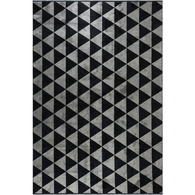 Rapture Silver/Black Geometric Luxury Area Rug
