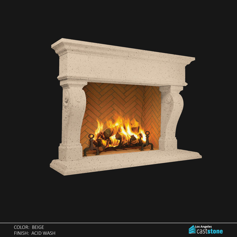 Vela Fireplace Surround, Beige Acid Wash