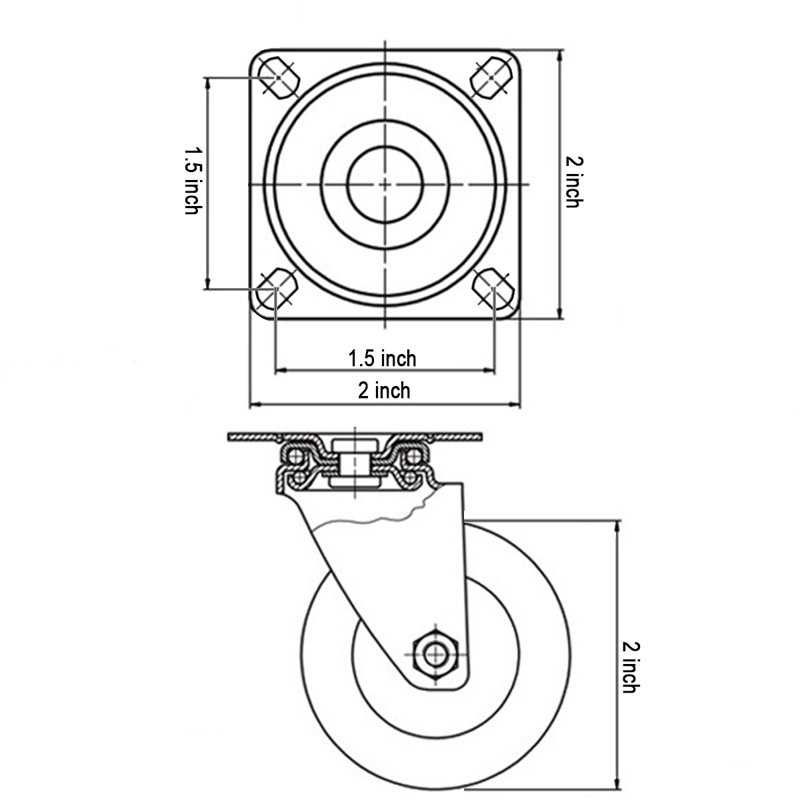 4 Pack 2-inch Caster Wheels with Brake