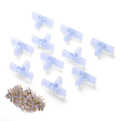 Yescom 10 Pieces 2 Wire Splice Connector T Shape for AC 110-120V BiLume 2700K Sunset Glow Warm White LED Neon Rope Light