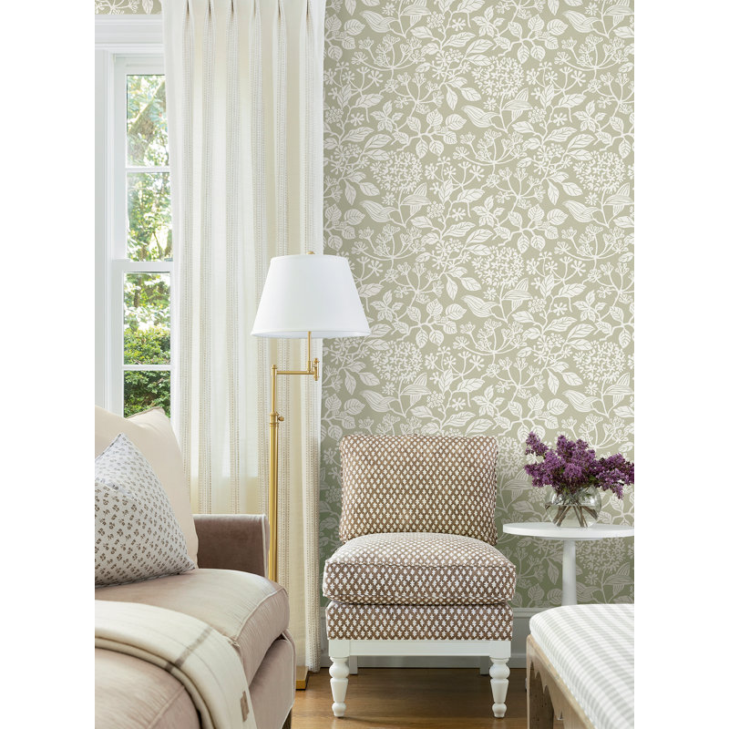 Papier peint botanique Rowen Taupe, Taupe