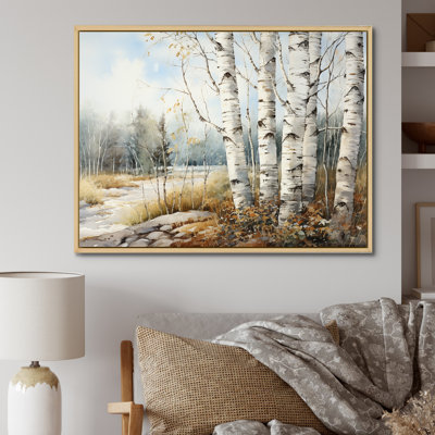 Beauté de bouleau beige et gris I sur toile