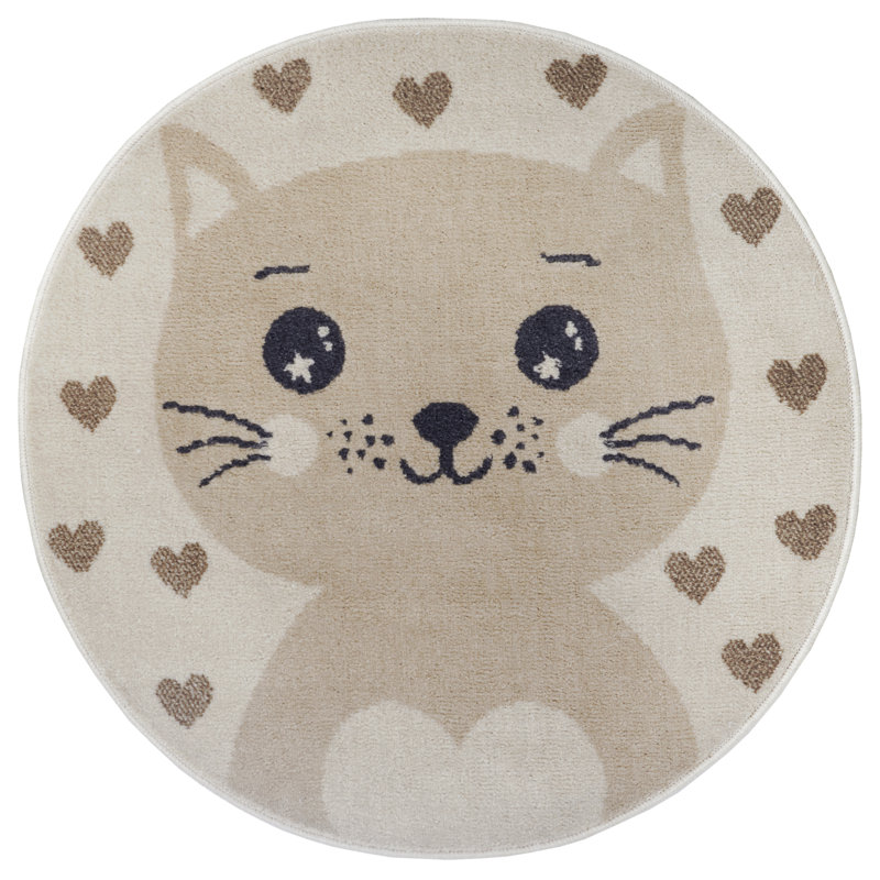 Adventures Children Beige Rug, Round 100cm