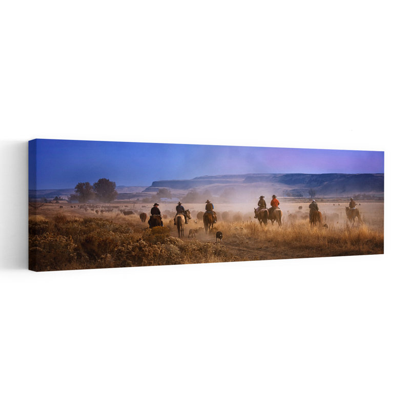 Western Cattle Drive by Anna Zhang - Wrapped Canvas Panoramic Print, 91.44 cm H x 30.48 cm W