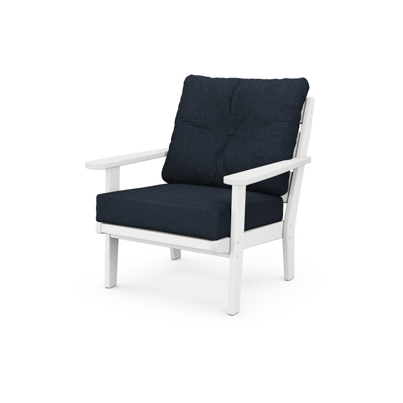 Sarahi POLYWOOD x Sol 72 Traditional Deep Seating Chair, Marine Indigo, White