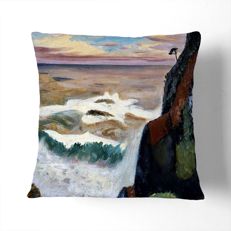 Breaking Waves At Daio Misaki Square Throw Cushion, Black, 55cm H x 55cm W x 20cm D