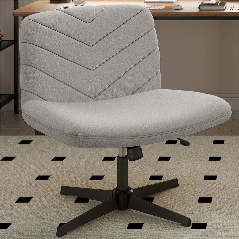 Boucle Swivel Desk Chair, Light Grey Linen