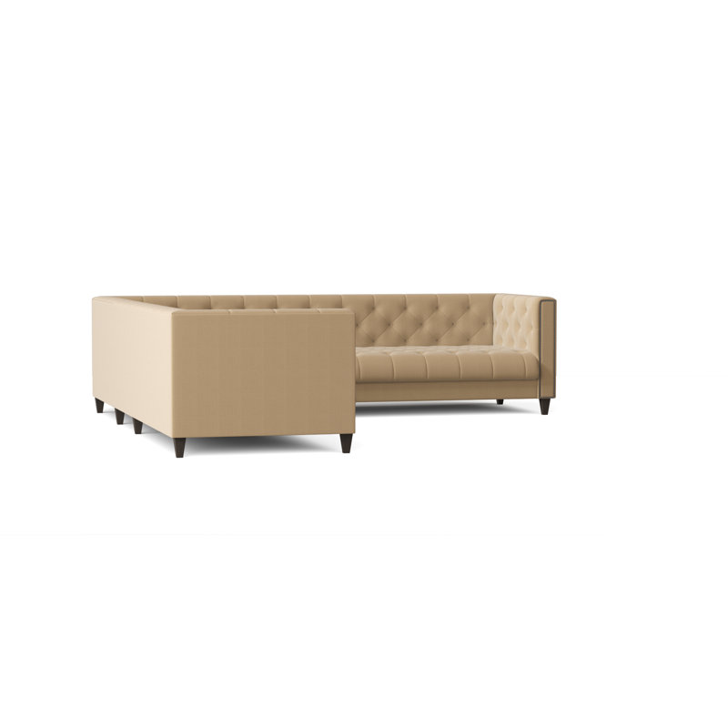 Kimmy Upholstered L-Shaped Sectional Left Hand Facing, Sachi Ricepaper, Old Gold, Mossy Gray