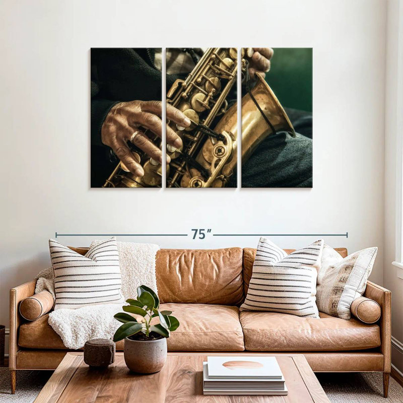Vieux saxophoniste Abarca, H 36 po x l 57 po