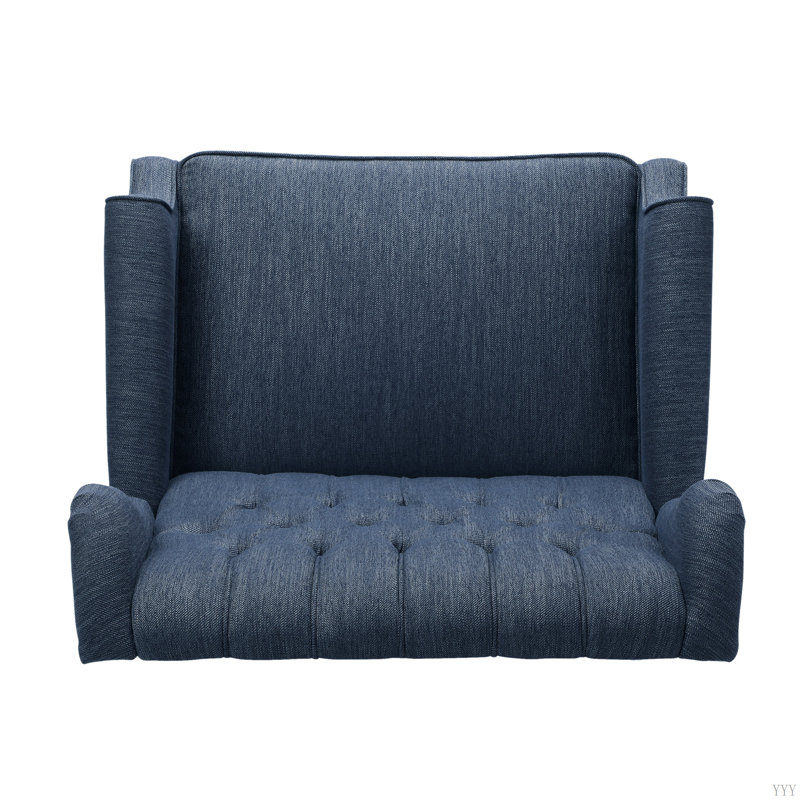 Alta Traditional 28.5" Wide Manual Wingback Recliner Chair with Button-Tufted Diamond Stitching, Dark Blue