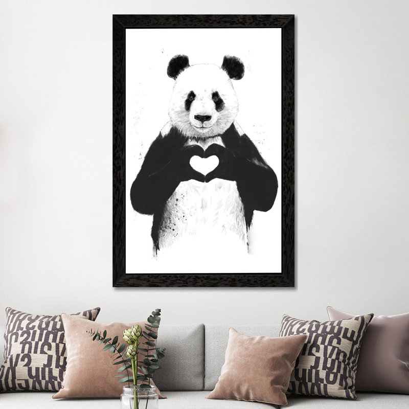 All You Need Is Love by Balazs Solti - Floater Frame Painting on Canvas, Black, 152.5 cm H x 101.5 cm W