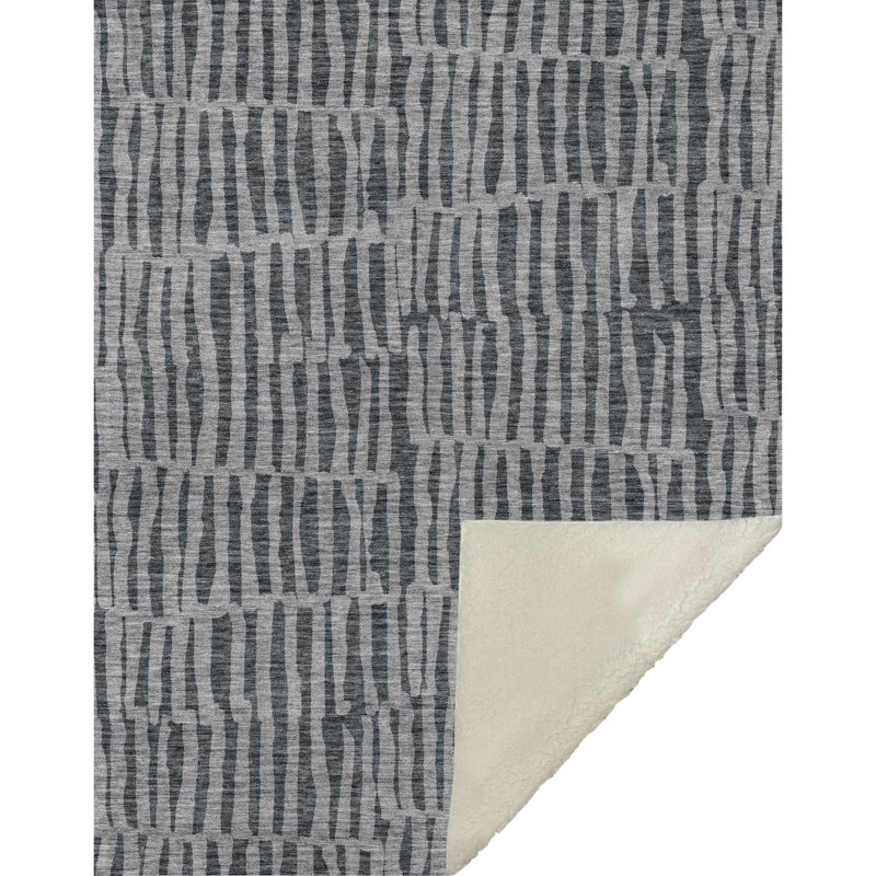Jeté rayé Addison Sherpa ASB674, Gris anthracite